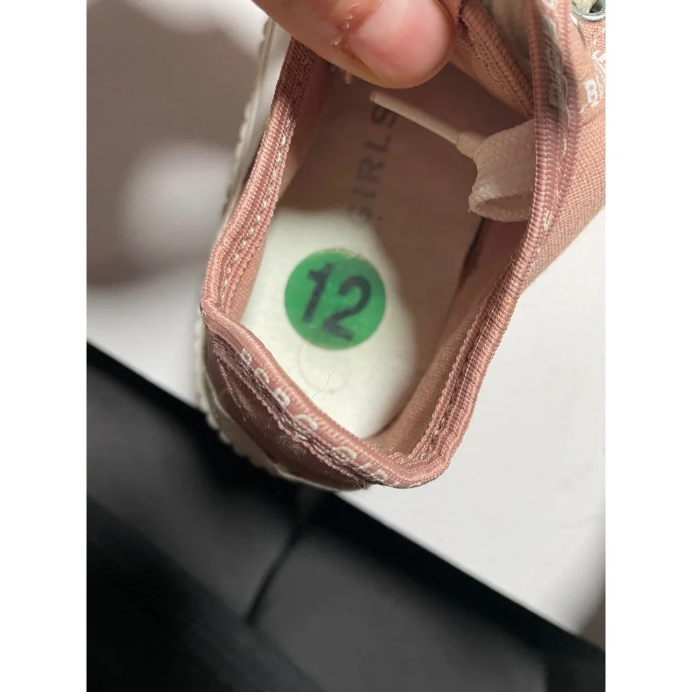BCBG Girls Sneakers Kids Size 12 Pink Canvas Logo Lace Up Casual Sporty Shoes